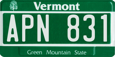 VT license plate APN831