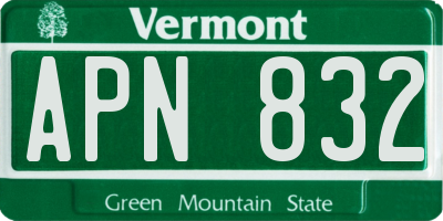 VT license plate APN832