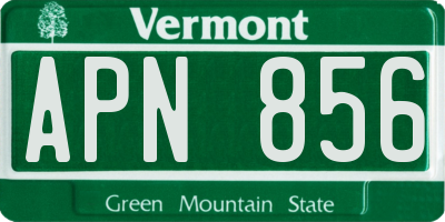 VT license plate APN856