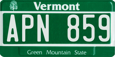 VT license plate APN859