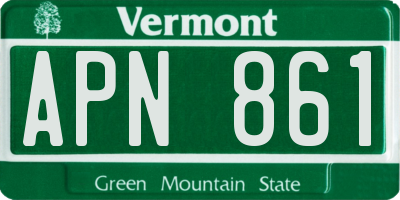 VT license plate APN861