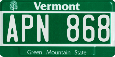VT license plate APN868