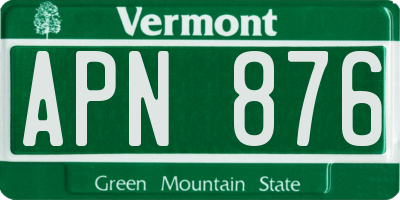 VT license plate APN876