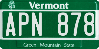 VT license plate APN878