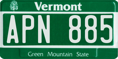 VT license plate APN885