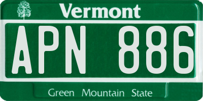 VT license plate APN886