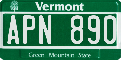 VT license plate APN890