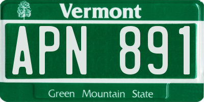 VT license plate APN891