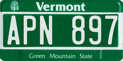 VT license plate APN897