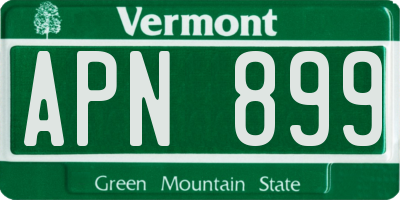 VT license plate APN899