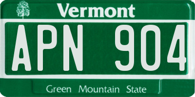 VT license plate APN904