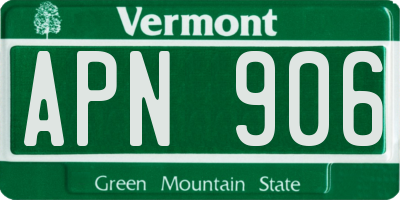 VT license plate APN906