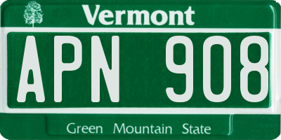 VT license plate APN908