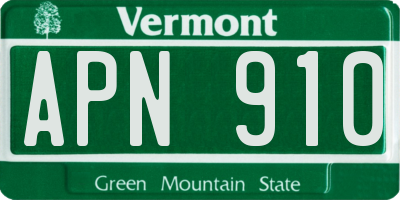 VT license plate APN910
