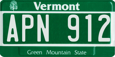 VT license plate APN912