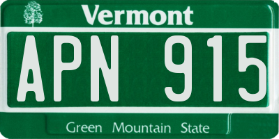 VT license plate APN915