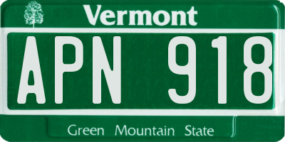 VT license plate APN918