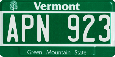 VT license plate APN923