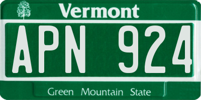VT license plate APN924