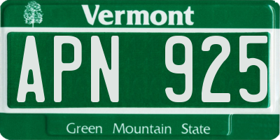 VT license plate APN925