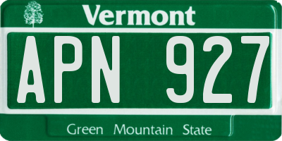 VT license plate APN927