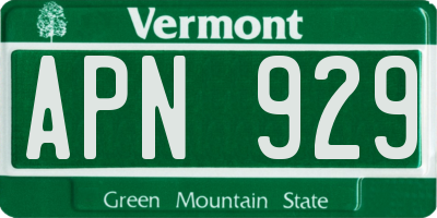 VT license plate APN929