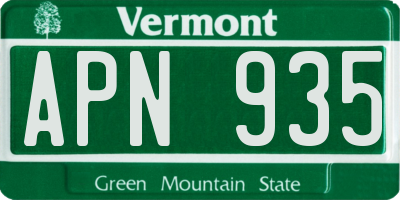 VT license plate APN935