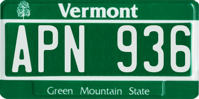 VT license plate APN936