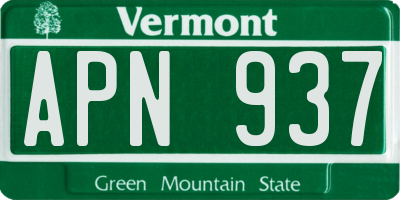 VT license plate APN937