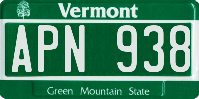 VT license plate APN938