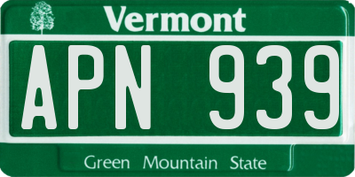 VT license plate APN939