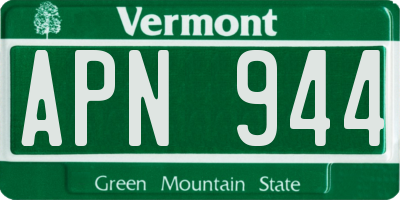 VT license plate APN944
