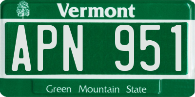 VT license plate APN951