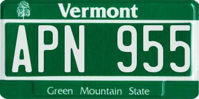 VT license plate APN955