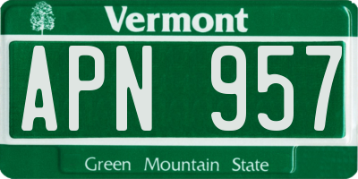 VT license plate APN957