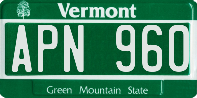 VT license plate APN960