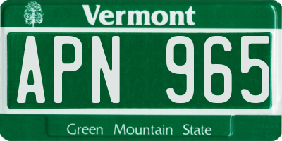 VT license plate APN965