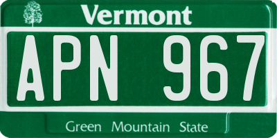 VT license plate APN967