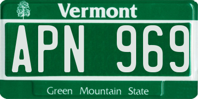 VT license plate APN969