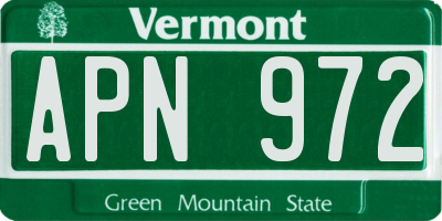 VT license plate APN972