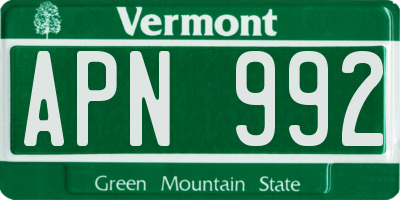 VT license plate APN992