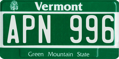 VT license plate APN996