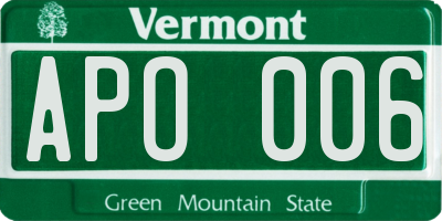 VT license plate APO006