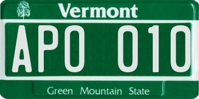 VT license plate APO010