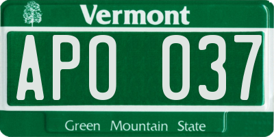 VT license plate APO037