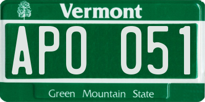 VT license plate APO051