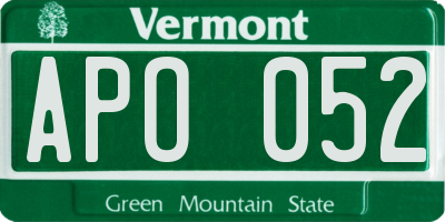 VT license plate APO052