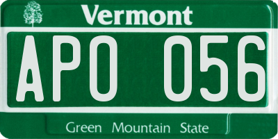 VT license plate APO056
