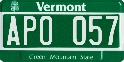 VT license plate APO057