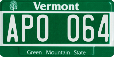 VT license plate APO064